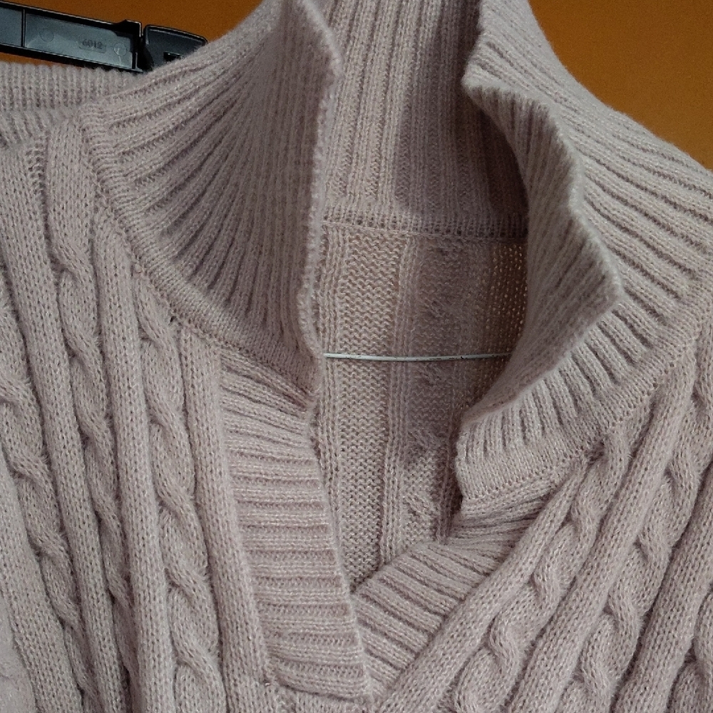 SHEIN V-Neck Cable Knit Sweater Set - Cream - Picture 4 of 5